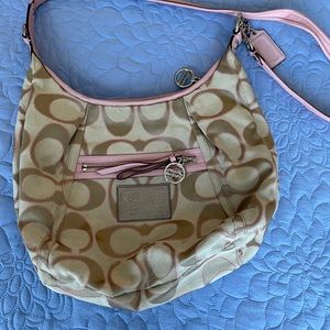 Coach poppy light pink and tan crossbody